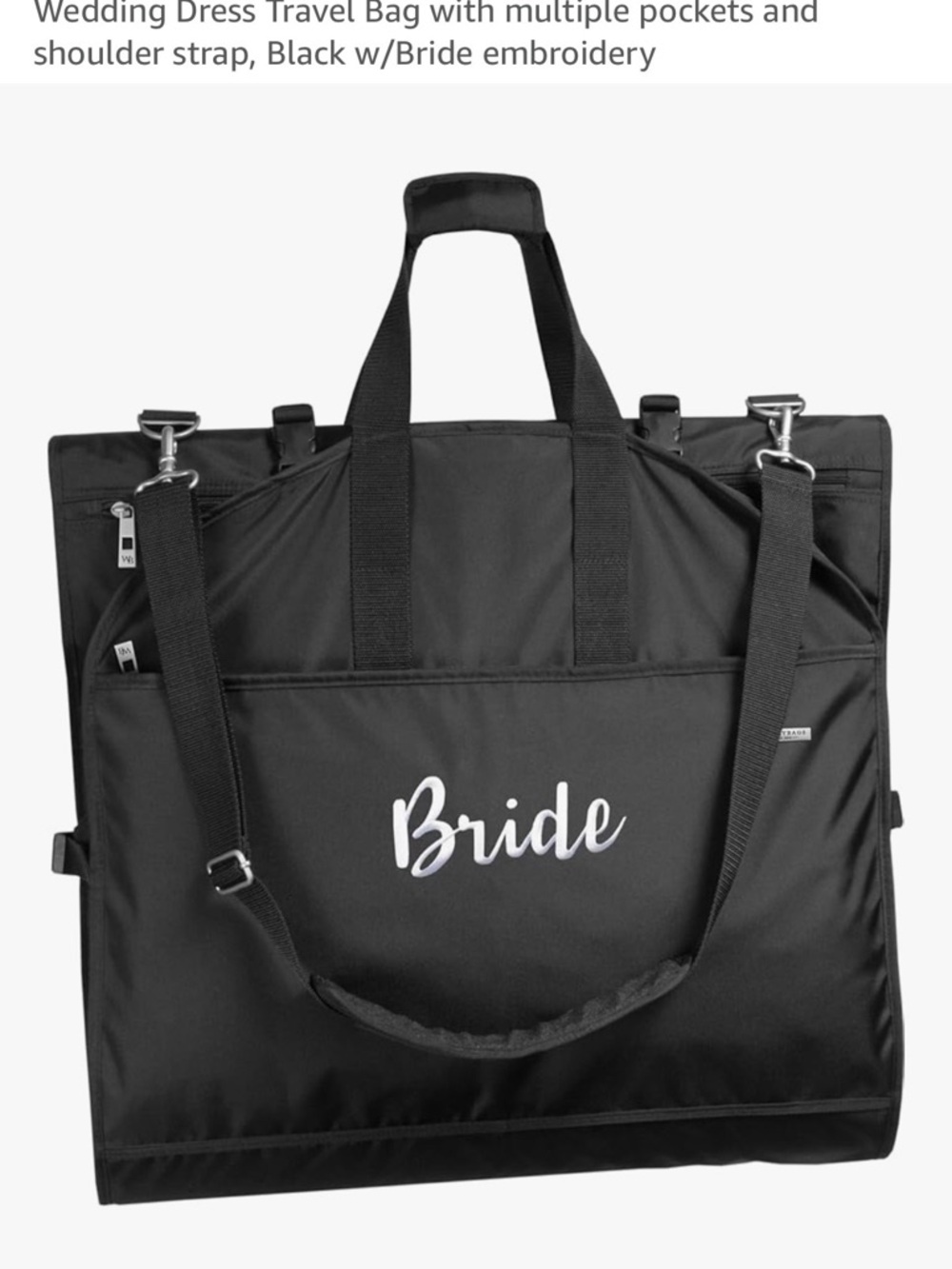 Bride Embroidered Black Wedding Travel Garment Bag